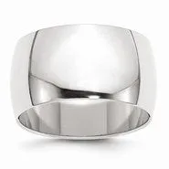 14k White Gold 12mm Half Round Wedding Band Ring