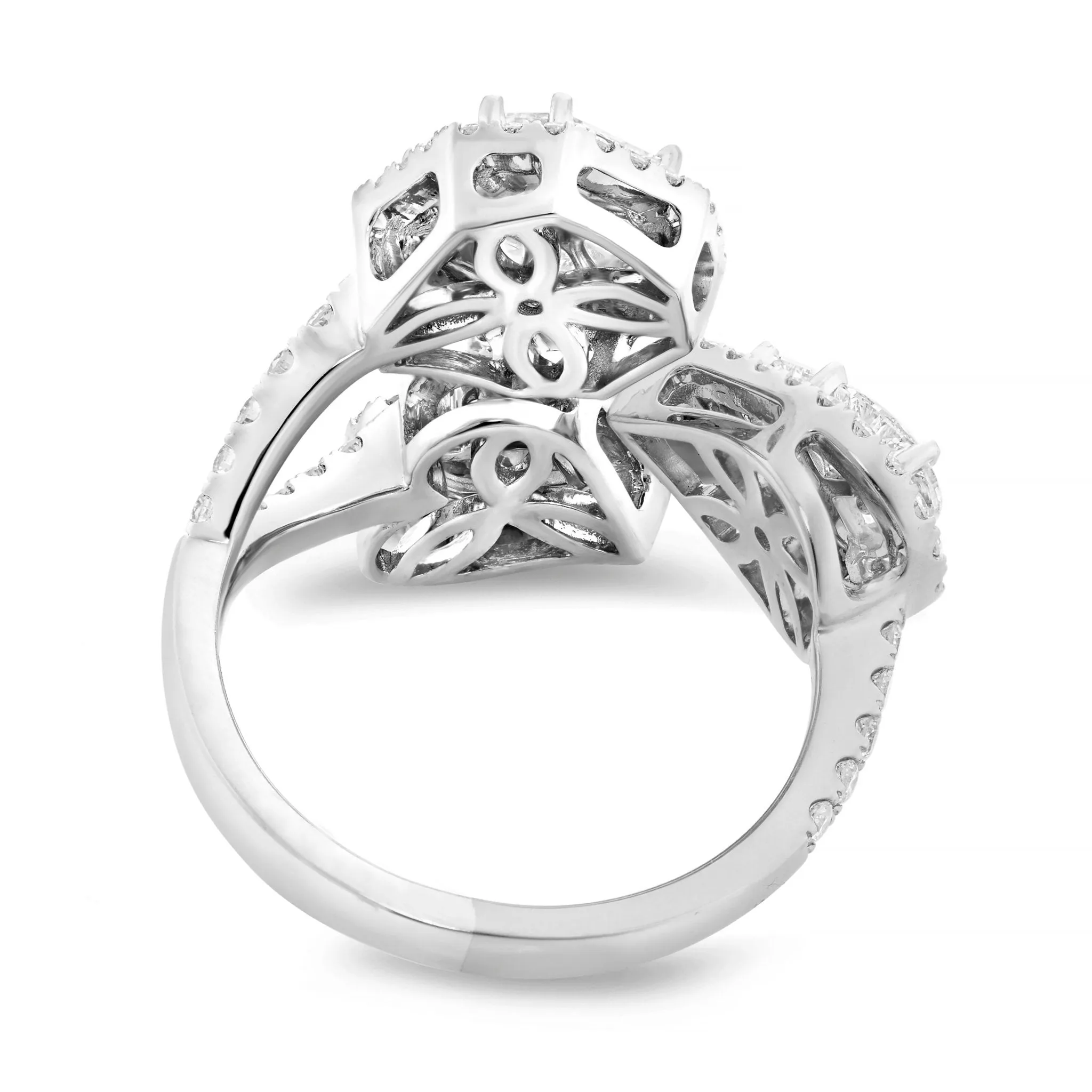 18K Gold Two Tone 1.67ct Three Stone Accent Diamond Wrap Ring