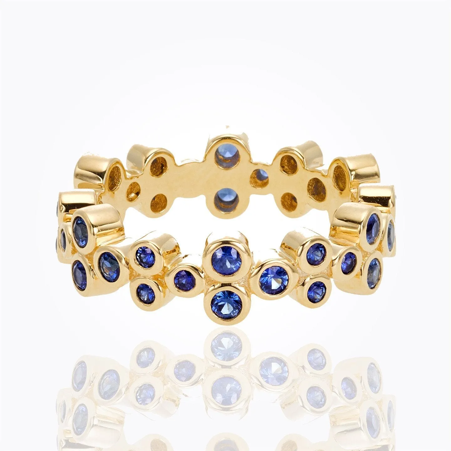 18K Trio Eternity Ring with blue sapphire