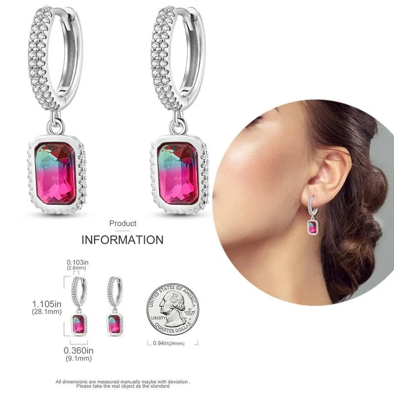 2023 Women Hoop Earrings 925 Silver Sparkling Pave Shape