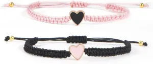 2PCS Valentines Day Charm Heart Bracelets for Women Stretch String Set Festive Birthday Summer Party Gifts