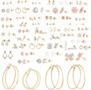 51 Pairs Earrings for Women Set Hypoallergenic Dangle Cute Earrings Flower Leaf Ball Simple Drop Earrings Stud Mixed Boho Jewelry Set