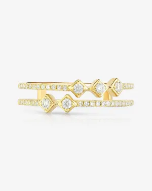 Asymmetrical Stacked Diamond Ring