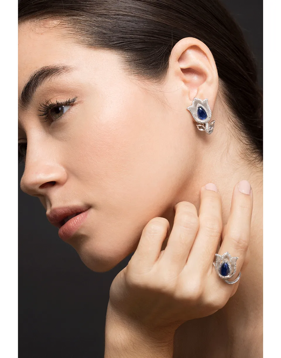 Aura Burma Sapphire Tulip Earrings