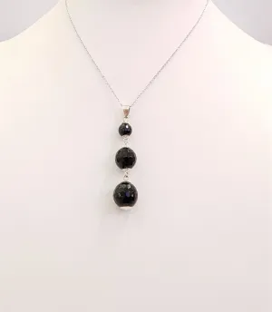 Black Agate 3 Tier Ball Pendant