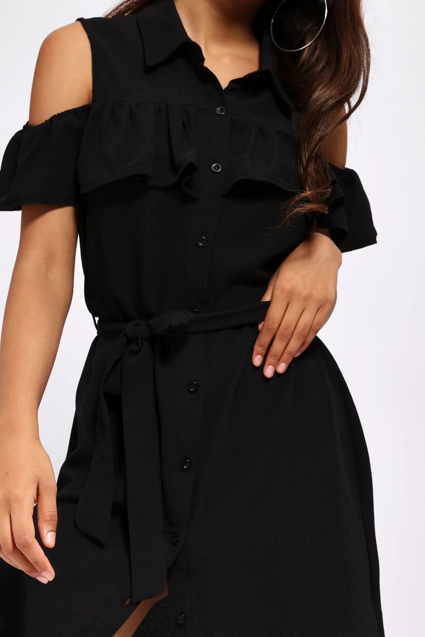 Black Off The Shoulder Shirt Dress