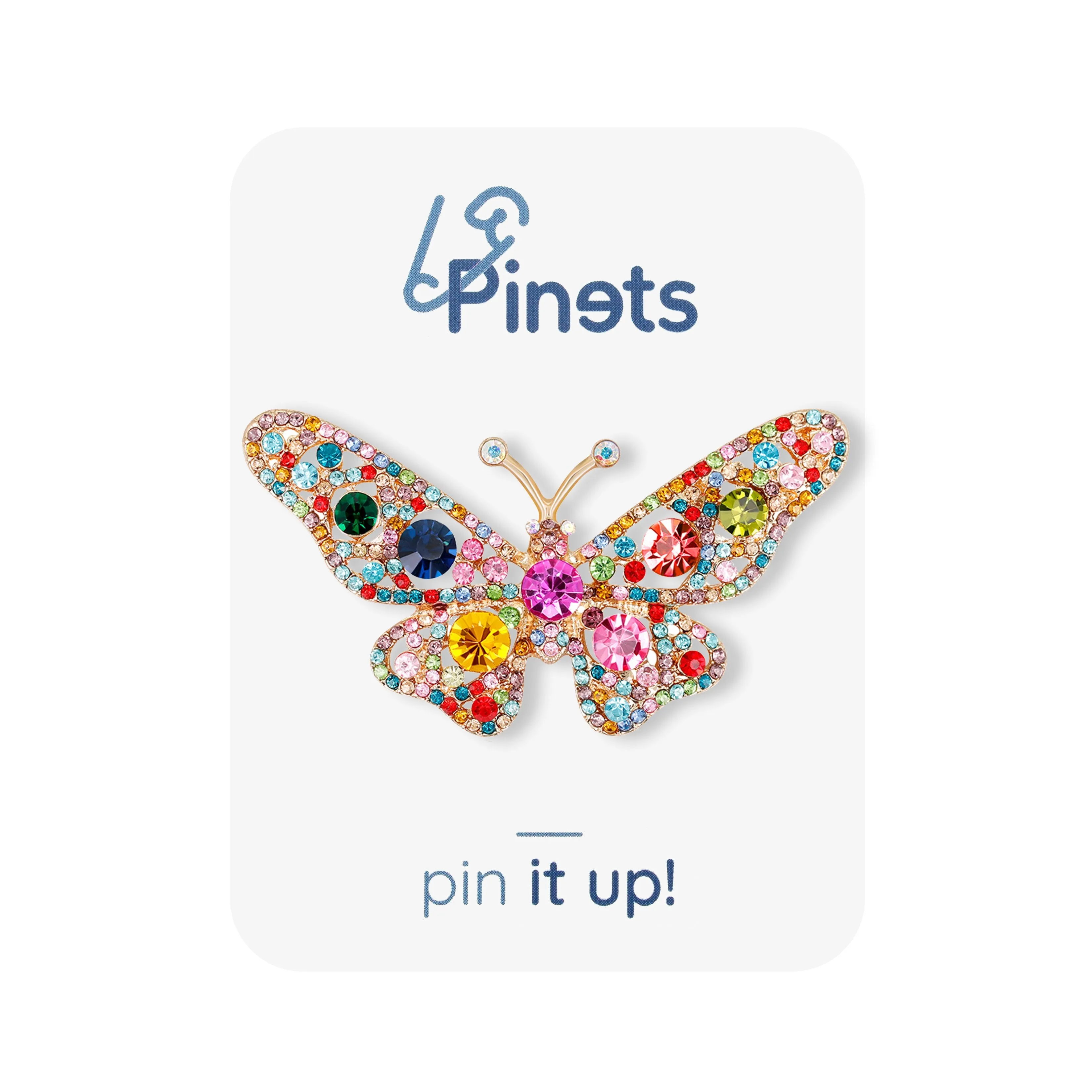 Butterfly brooch with colored zircons
