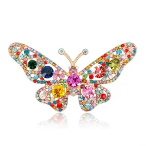 Butterfly brooch with colored zircons