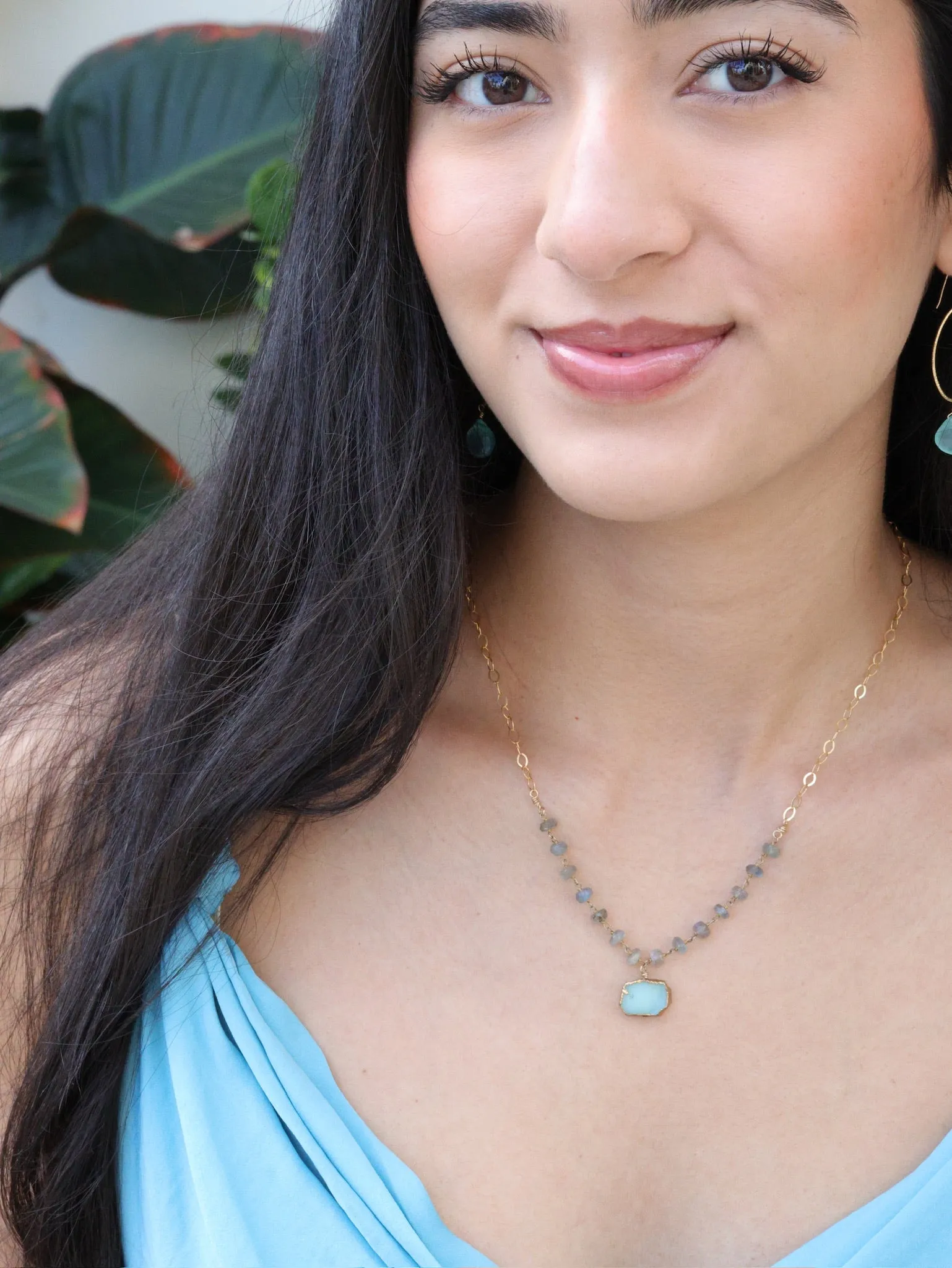 Celest Aqua Neckalce -gold
