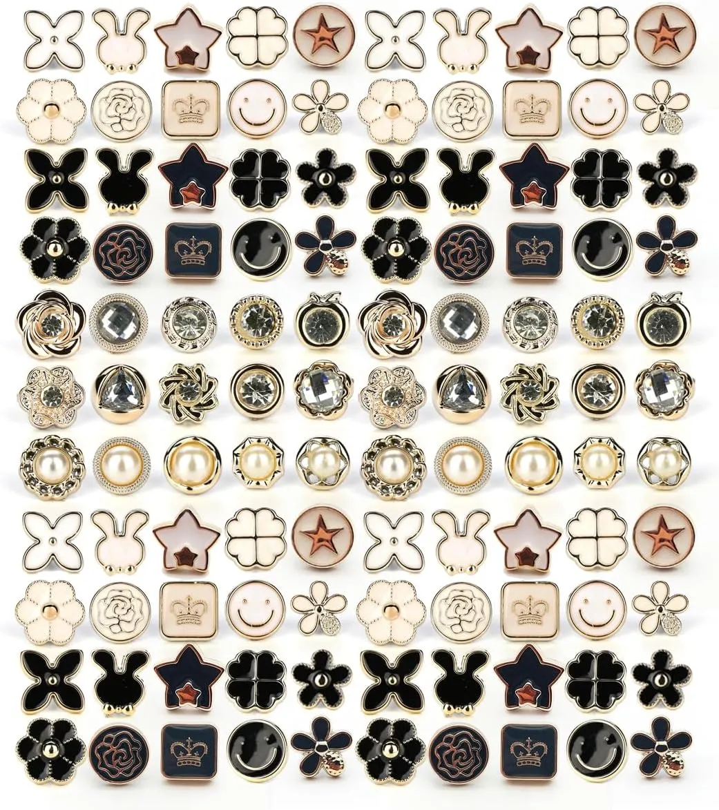 Charms for Socks Shoes 120pcs Random Pearl Brooch Buttons, Valentines Day Gifts for Her DIY Shoe Charms for Sneakers Shoe for Sambas, Women Junk Sock Jewelry Charms Pins