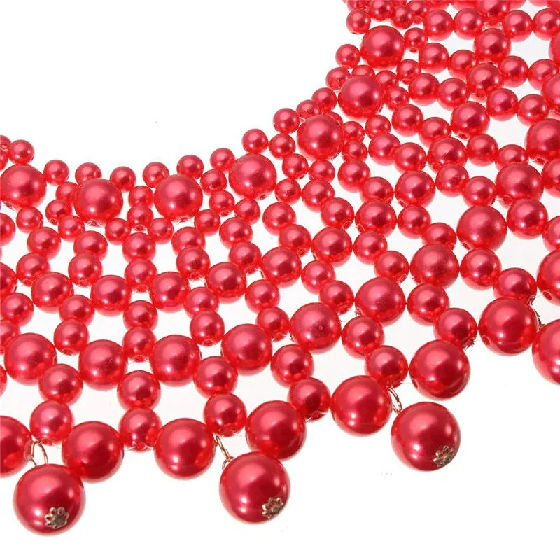 Egyptian Inspired Maxi Bib Collar Choker Necklace (Red)