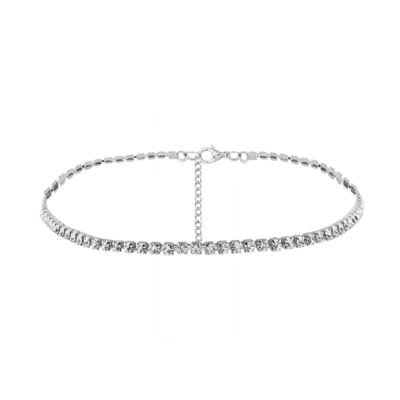 Fashion 1PC Simple Rhinestones Temperament Necklace For women Silver Gold color female clavicle choker Weddings Jewelry