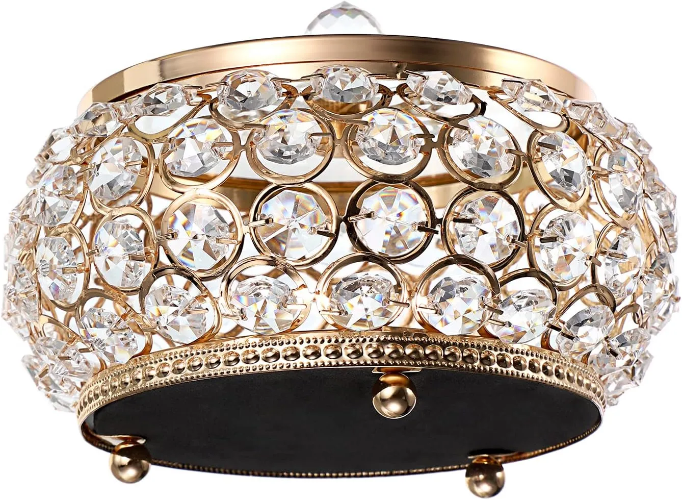 Hipiwe Crystal Jewelry Trinket Box with Glass Lid Large Gold Mirrored Treasure Box Decorative Jewelry Box Ring Earrings Necklace Storage Keepsake Box Gift for Women Girls