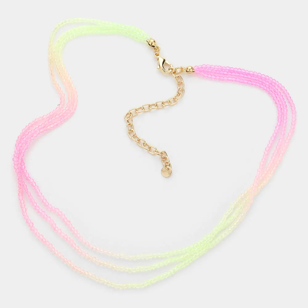 iLLASPARKZ Gradation Seed Beaded Triple Layered Necklace