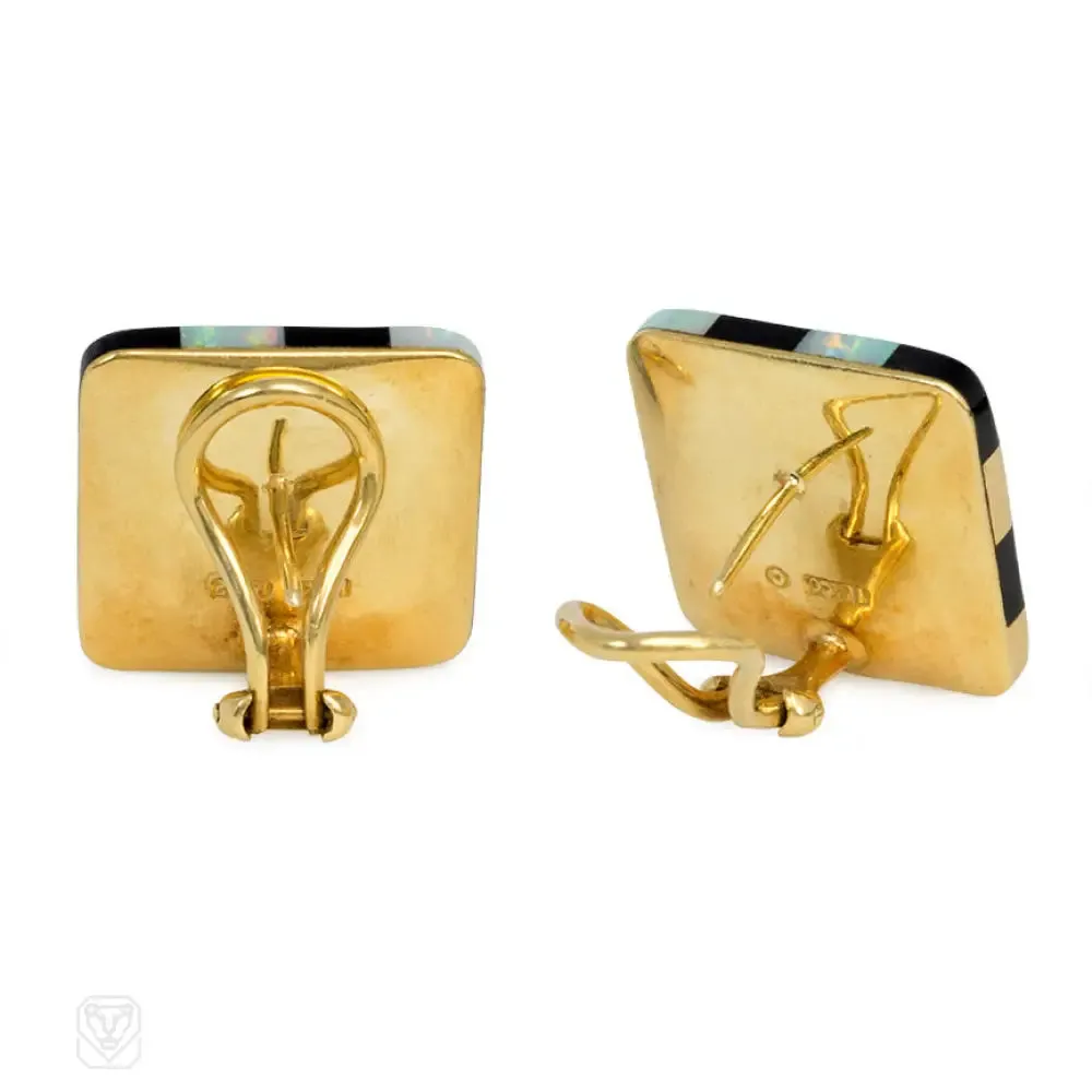 Inlaid opal and black jade earrings, Angela Cummings, Tiffany & Co.