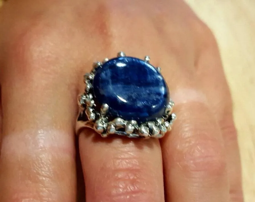 Large Kyanite Ring - Natural Kyanite Ring - Artistic Silver Ring