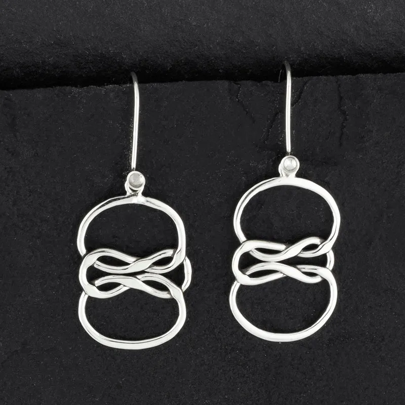 Large Sterling Silver Knot Drop Earrings