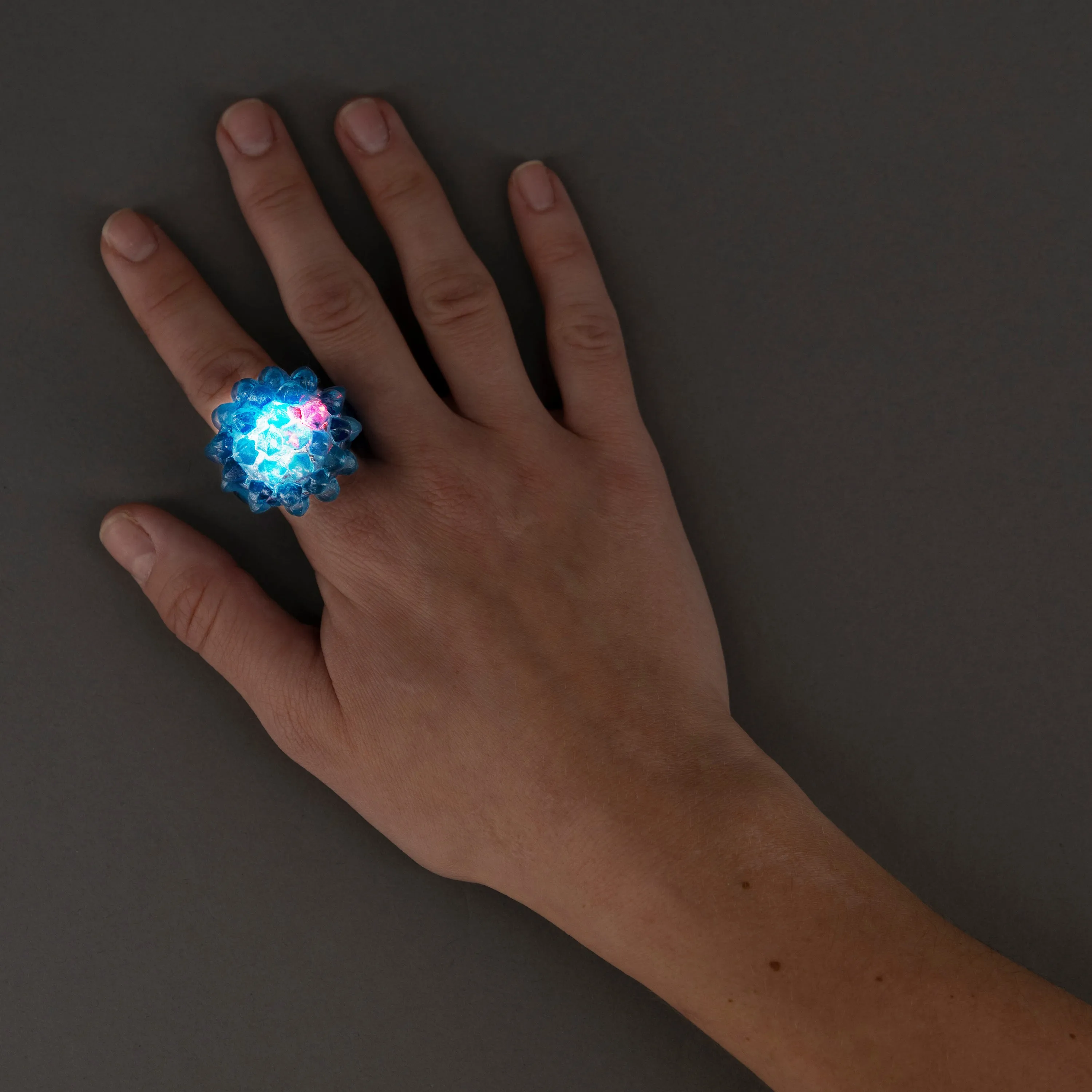 LED Light Up Jelly Bumpy Flashing Blue Rings - Pack of 48