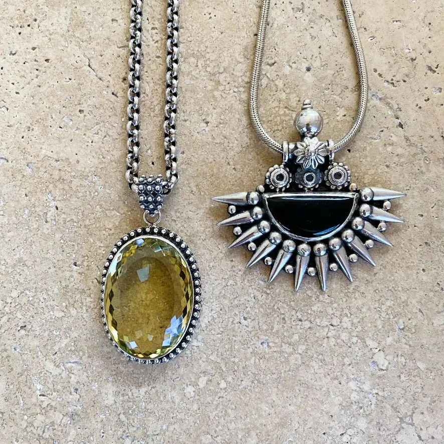 Lemon Quartz Large Oval Gemstone Pendant