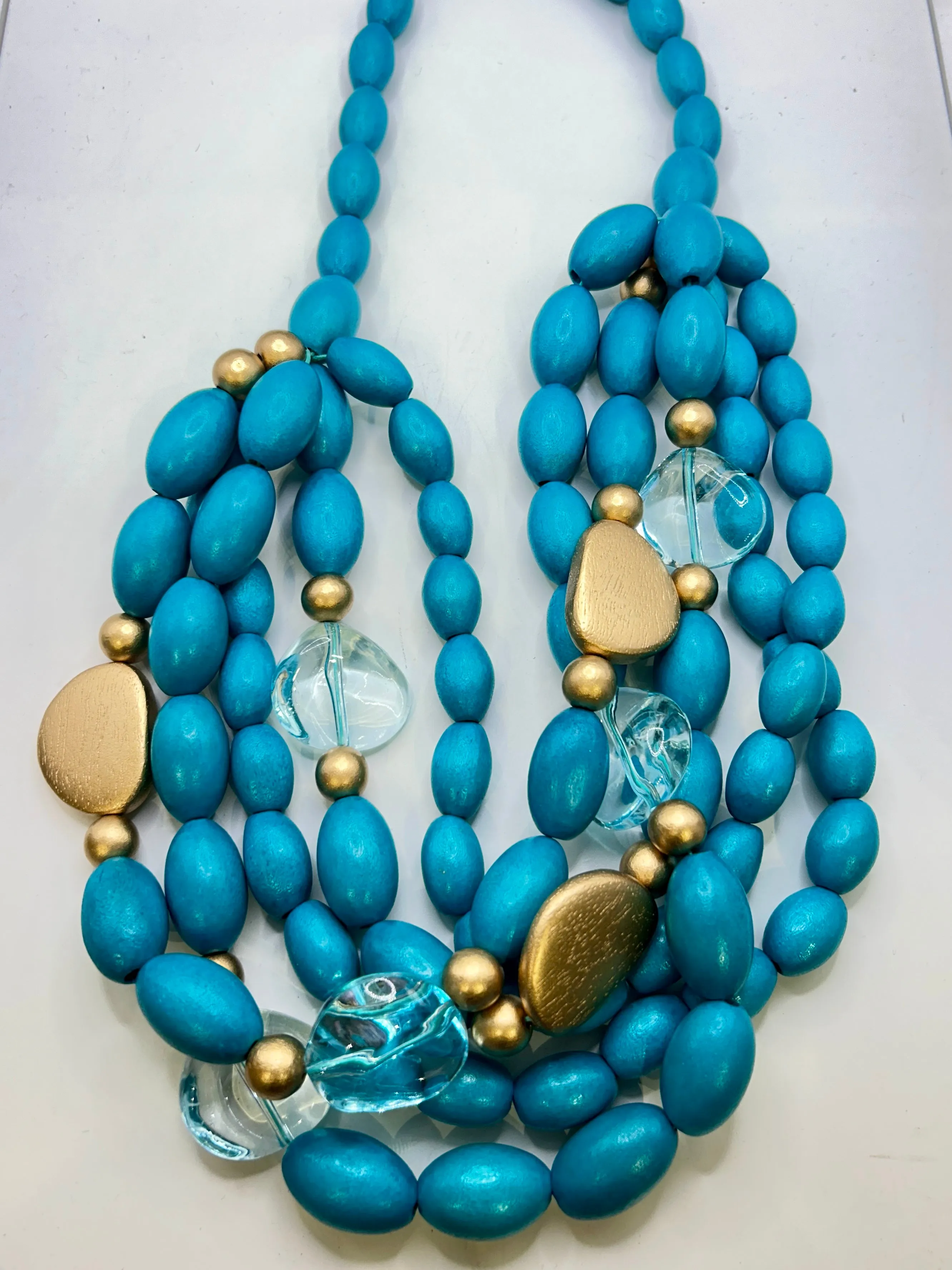 Multi Layered HandMade Wooden Statement Chunky Necklace