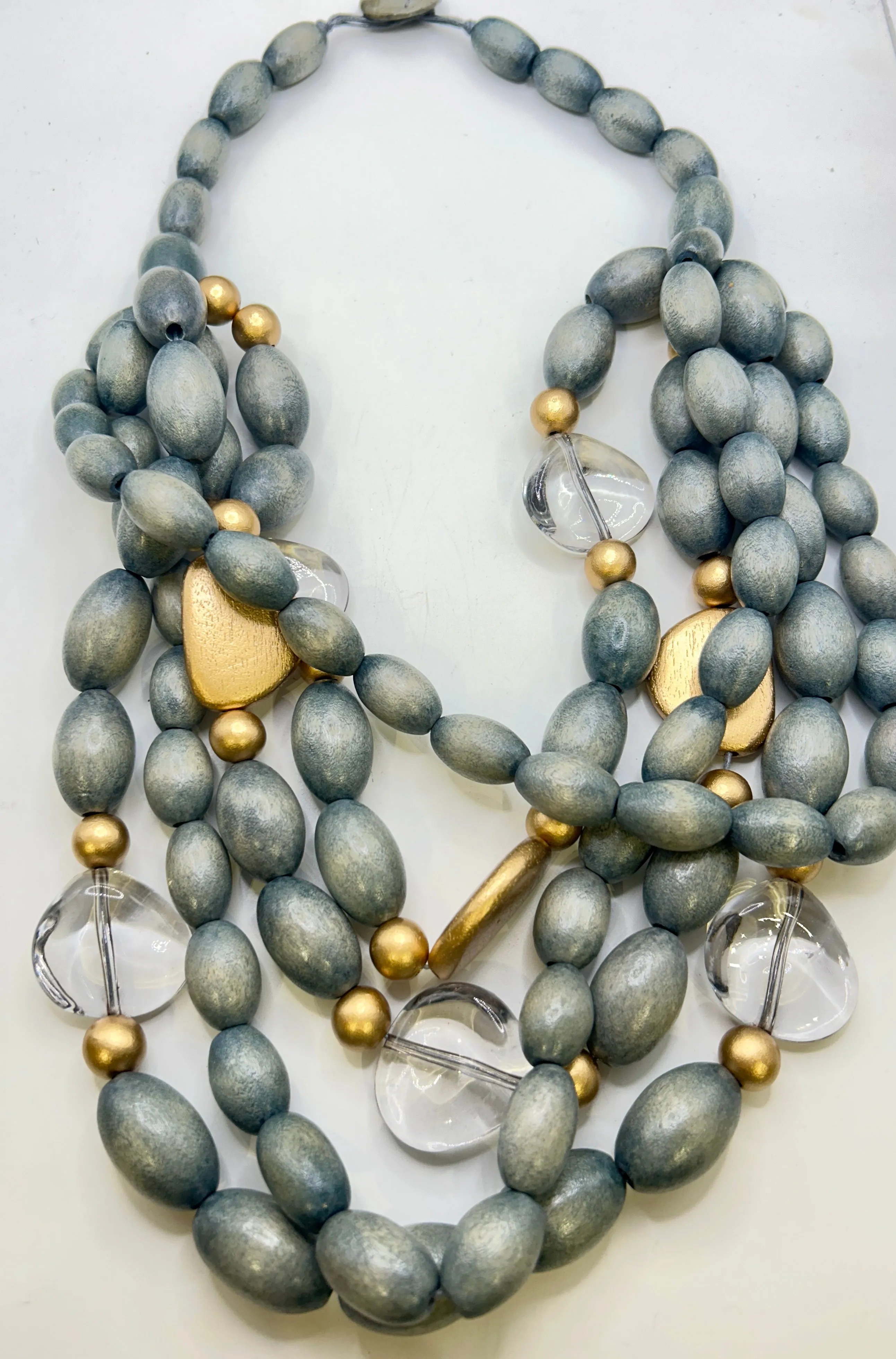 Multi Layered HandMade Wooden Statement Chunky Necklace