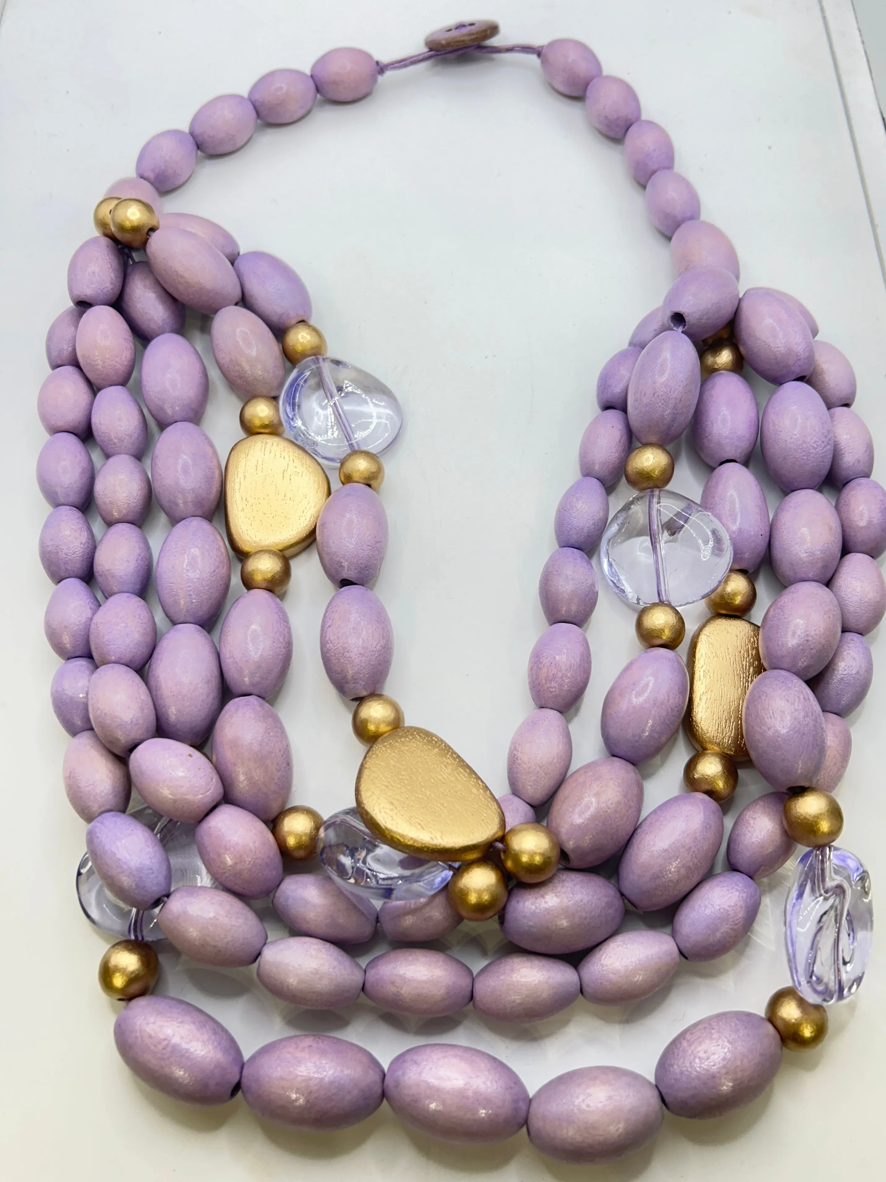 Multi Layered HandMade Wooden Statement Chunky Necklace