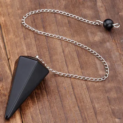 Pendulum Natural Stone Crystal Faceted Pendulum Healing Reiki Chakra Dowsing Divination 1pc
