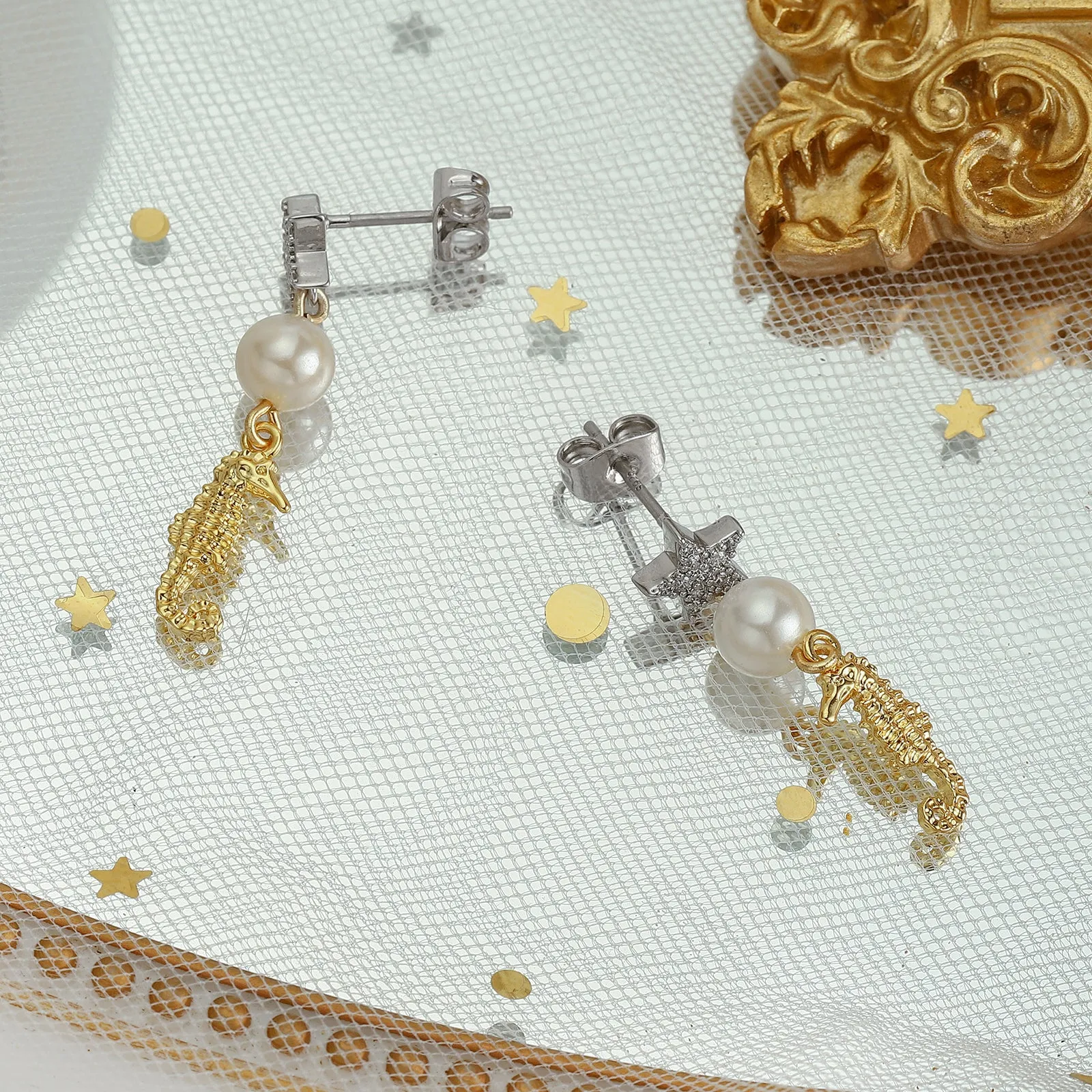 Seahorse Star Earrings