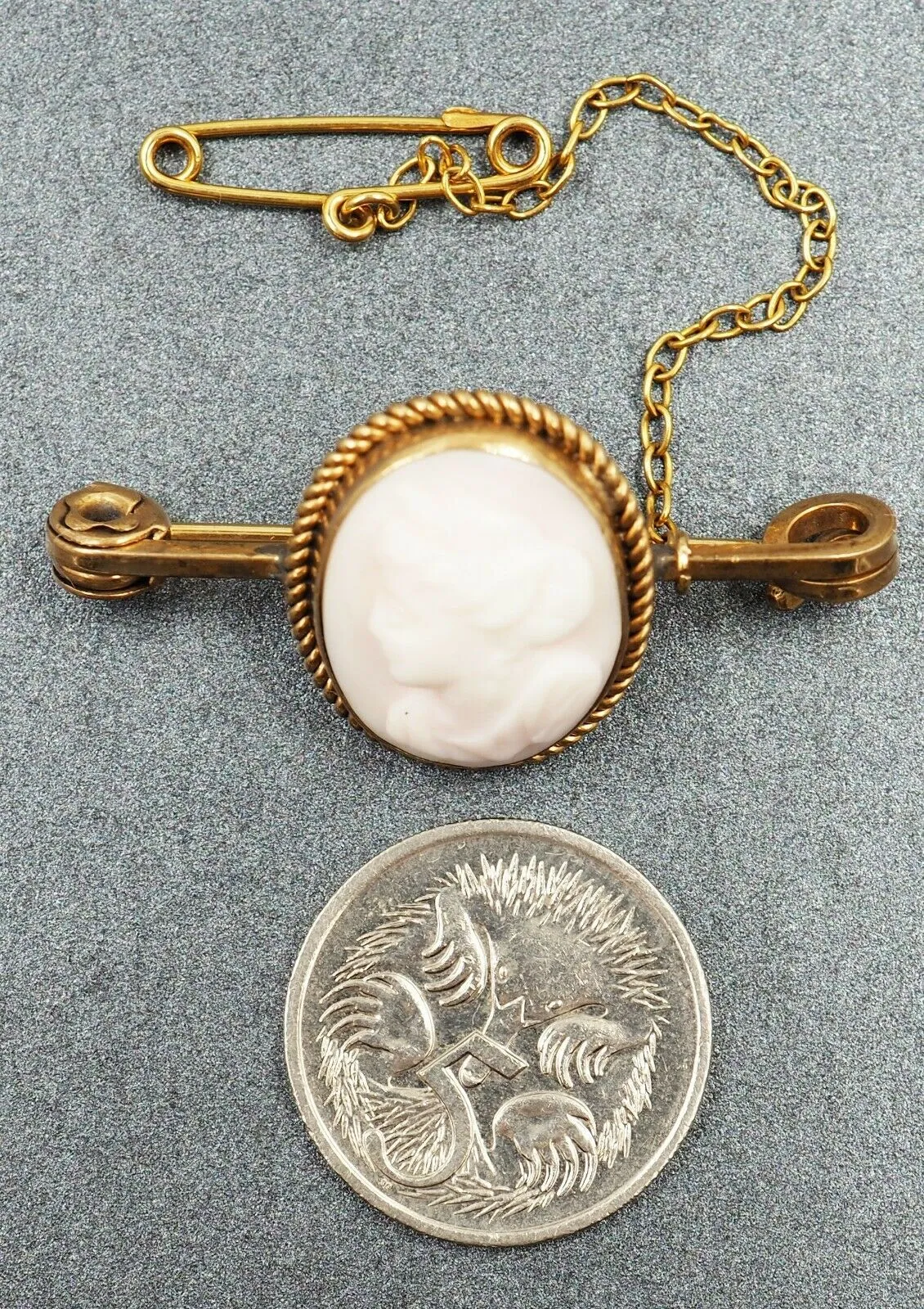 Shell Cameo Rolled Gold Brooch
