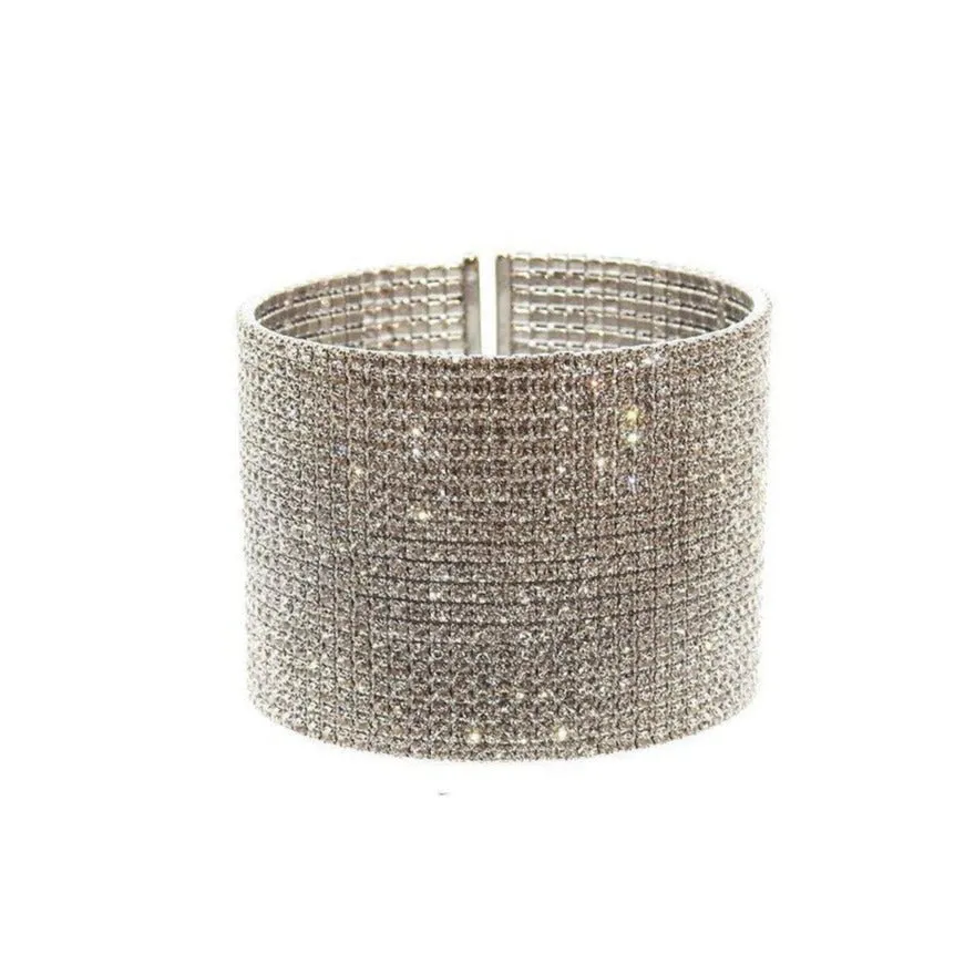 Silver Crystal Pave Cuff