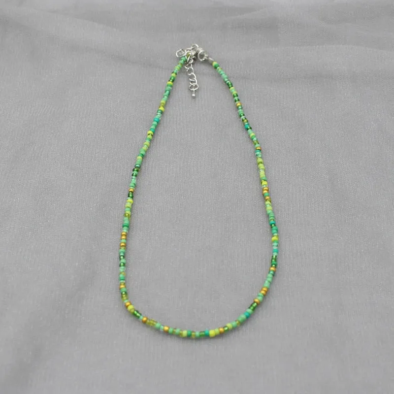 Simple Seed Beads Strand Choker Necklace Women String  Collar Charm Colorful Handmade Bohemia Collier Femme Jewelry Gift
