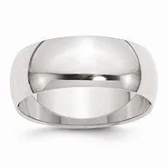 Sterling Silver 8mm Half-Round Wedding Band Ring