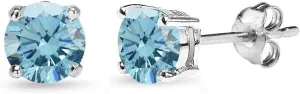 Sterling Silver Birthstone Crystal Solitaire Stud Earrings for Women and Men