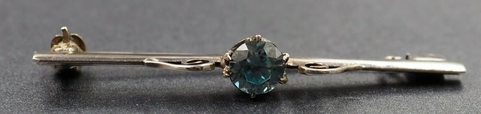 Sterling Silver Blue Zircon Bar Brooch