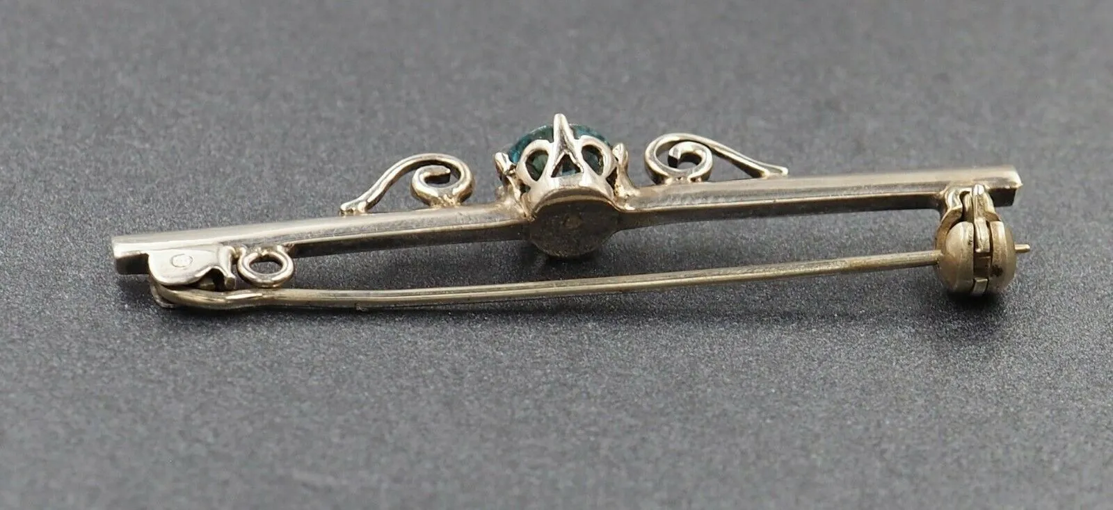 Sterling Silver Blue Zircon Bar Brooch