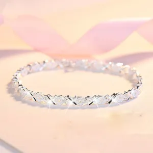 Sterling Silver X Bracelets Zircon Cross Charm Bracelets