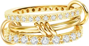 Verfimaci 18K Gold Plated Stackable Rings for Women,Dainty Multi-Link Rings,Chunky Stackable Cubic Zirconia Rings Set Non Tarnish Women Jewelry