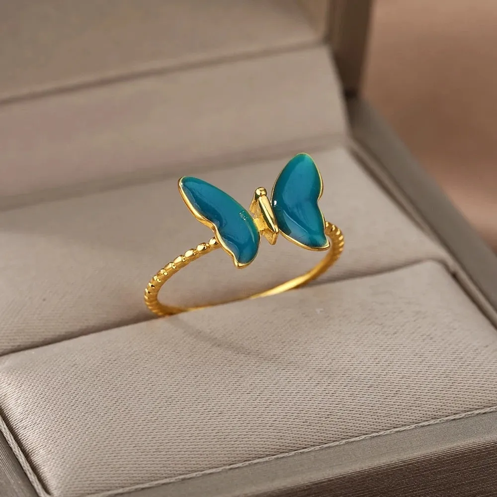 Zircon Engagement Wedding Rings For Women Lover Gold Color Stainless Steel Ring Jewelry Female Birthday Gift For Girlfriend